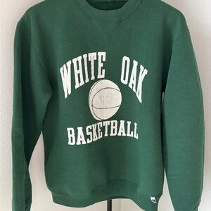 Vintage White Oak Basketball Crewneck Sweatshirt | Green | S/M